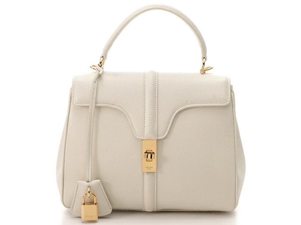 Celine Bag Seize Handbag Shoulder Leather White